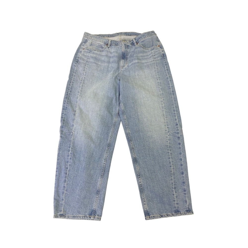 NEW Old Navy High-Rise Barrel Leg Jeans Light Wash Blue Womens 16 Tall